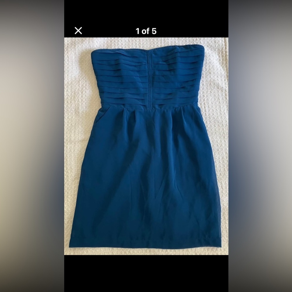 Women’s Size 4 - Sparkle & Fade Pleated Strapless Dress Elegant Blue Dress